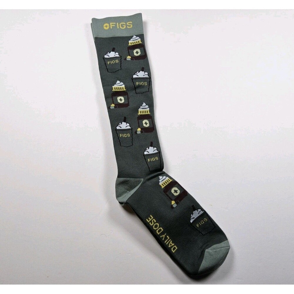 FIGS Compression Caffeine Is My Daily Dose Coffee Medical Nurse Socks Size L
